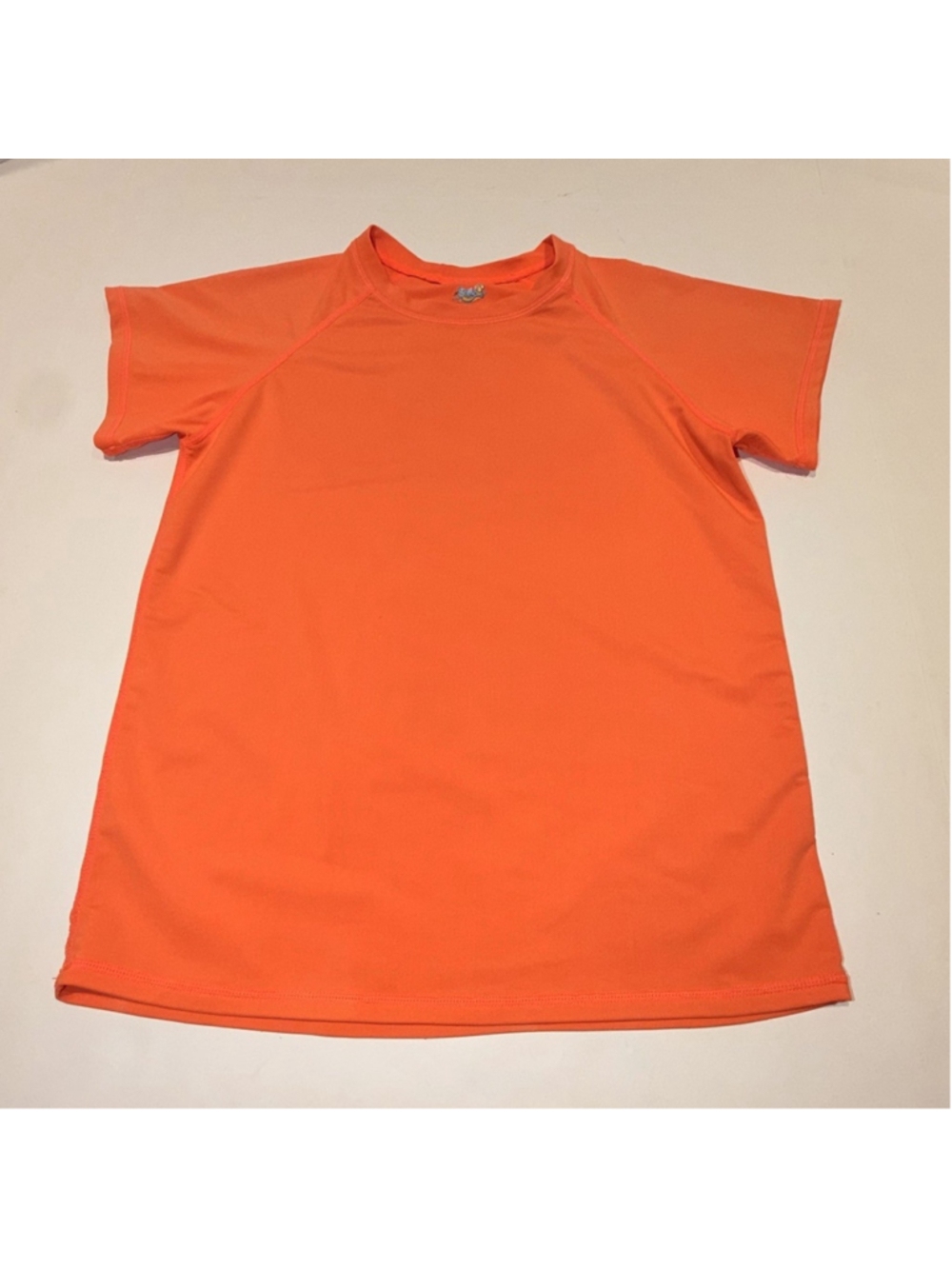 SoMo Boys 14/16 Orange Rash Guard Athletic Performance Swim Shirt Short Sleeve